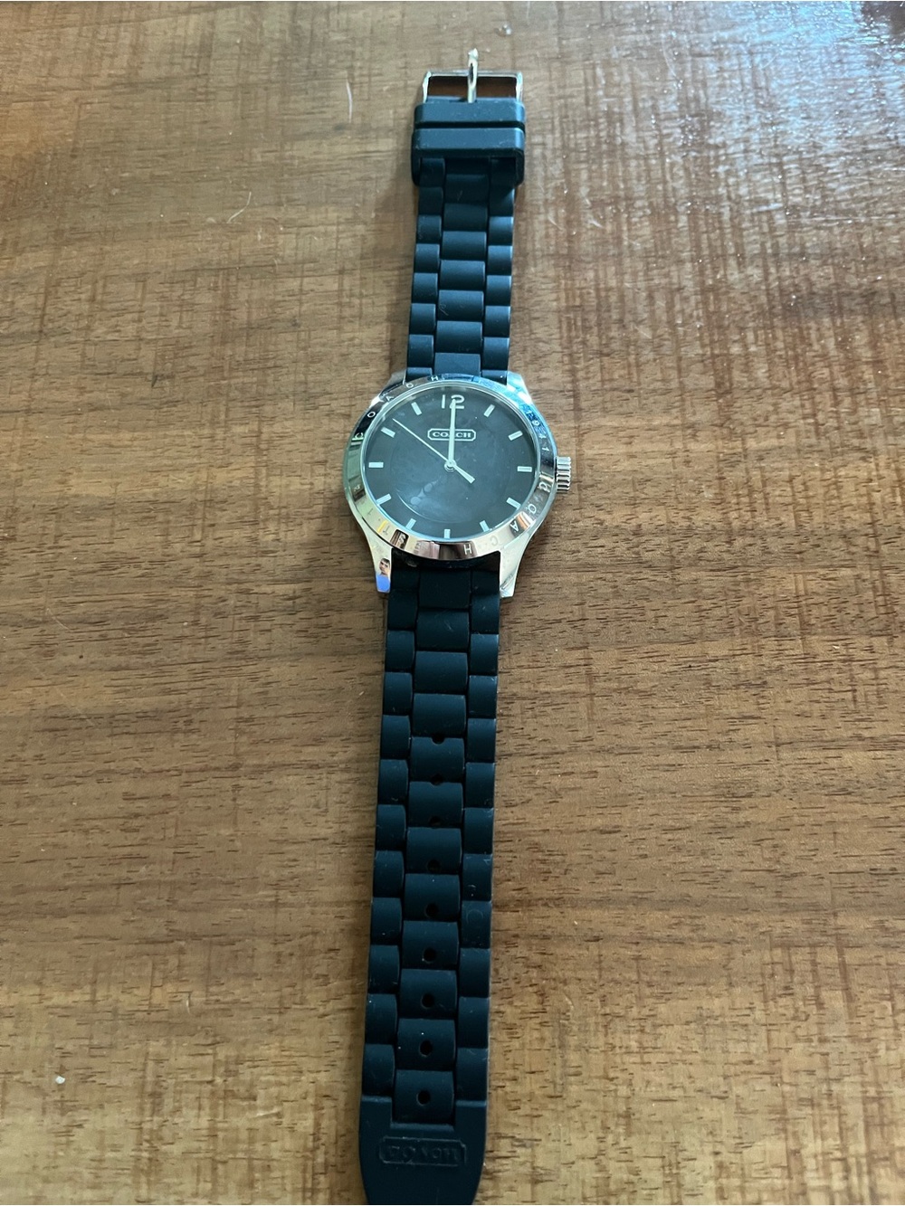 Women’s Coach watch black Silicone Strap Watch with Silver Case